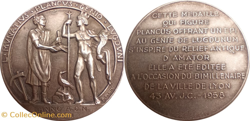 medailles france 1958 bimillenaire de lyon argent