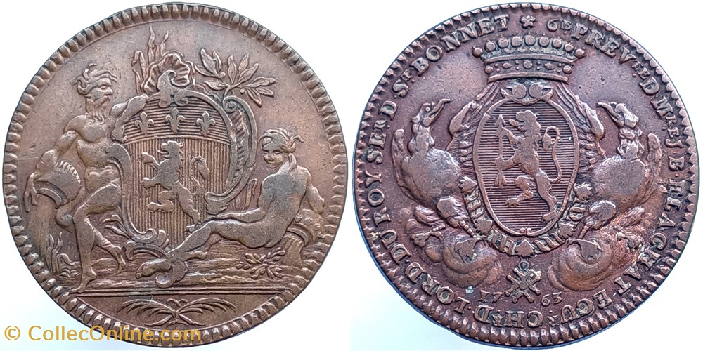 1763 Consulat de Lyon - 6ème prévoté de JB Flachat monnaies paranumismatique jetons poids 1763 consulat de lyon 6eme prevote de jb flachat