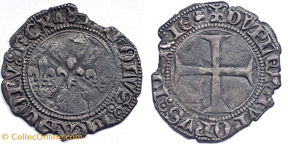 CHARLES VII Double tournois (9 octobre 1429), Lyon monnaies europe medievale france royales charles vii double tournois 9 octobre 1429 lyon