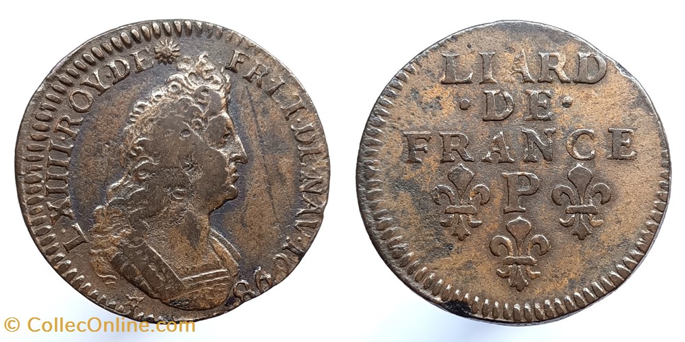 LOUIS XIV Liard de France 1698 Dijon monnaies europe medievale royales louis xiv liard de france 1698 dijon