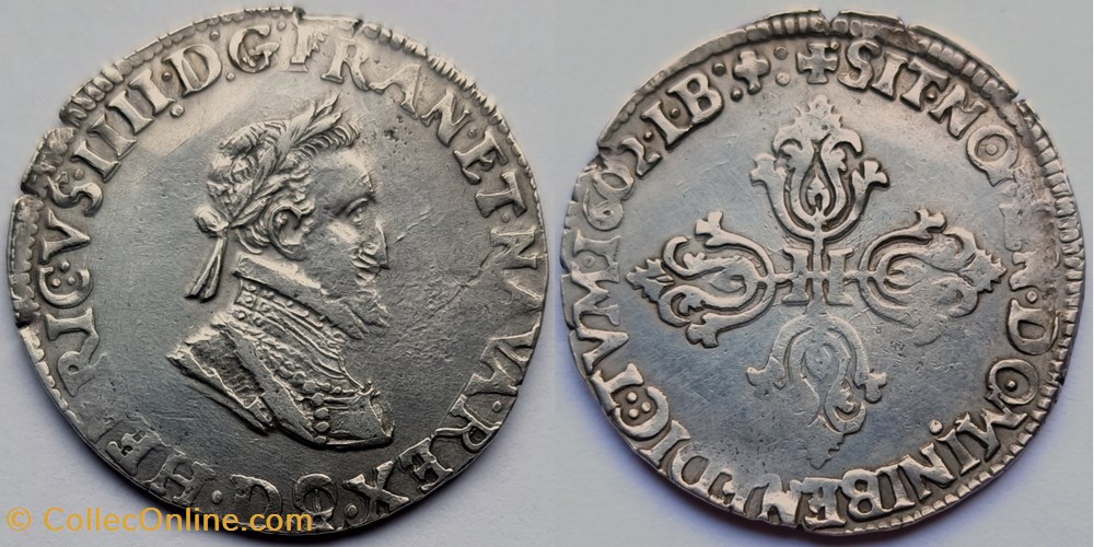 HENRI IV Demi franc 1602 D monnaies europe medievale france royales henri iv demi franc 1602 d