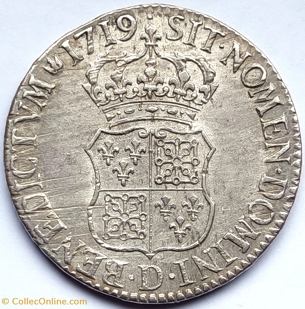 monnaies europe medievale france royales louis xv ecu de navarre 1719 lyon