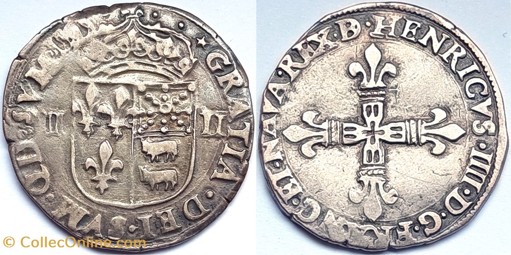 monnaies europe medievale france royales henri iv quart ecu du bearn 1595 pau