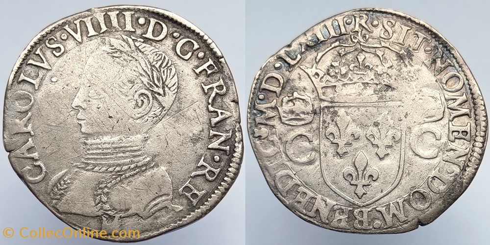 CHARLES IX Teston 1er type 1563 Toulouse monnaies europe medievale france royales charles ix teston 1er type 1563 toulouse