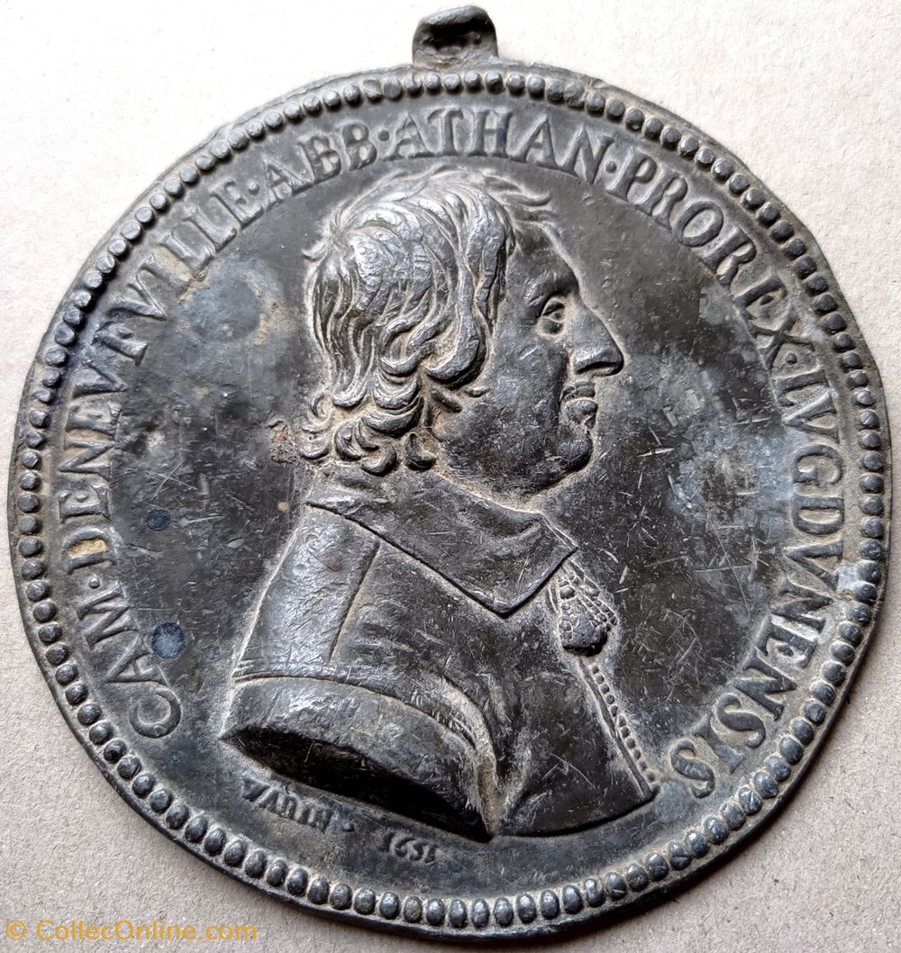 1651 Camille de Neufville, abbé d'Ainay et lieutenant général au gouvernement de Lyon medailles france 1651 camille de neufville abbe ainay et lieutenant general au gouvernement de lyon
