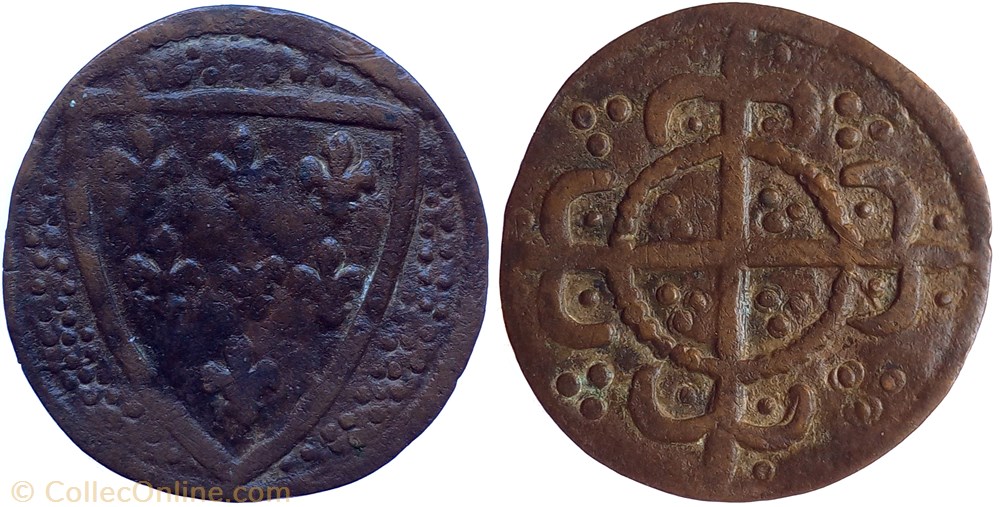 Jeton anépigraphe indéterminé, écu à 7 lis monnaie mereaux france jeton anepigraphe indetermine ecu a 7 lis