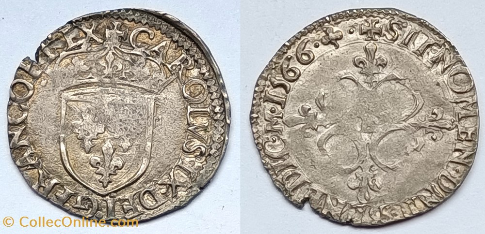 CHARLES IX Sol parisis 1566 Lyon monnaies europe medievale france royales charles ix sol parisis 1566 lyon