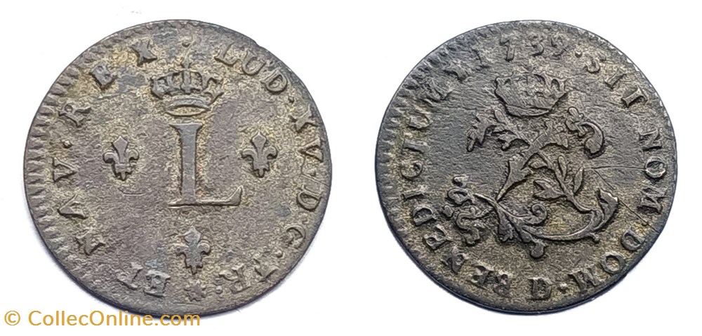 LOUIS XV Double sol 1739 Lyon monnaies europe medievale a france royales louis xv double sol 1739 lyon