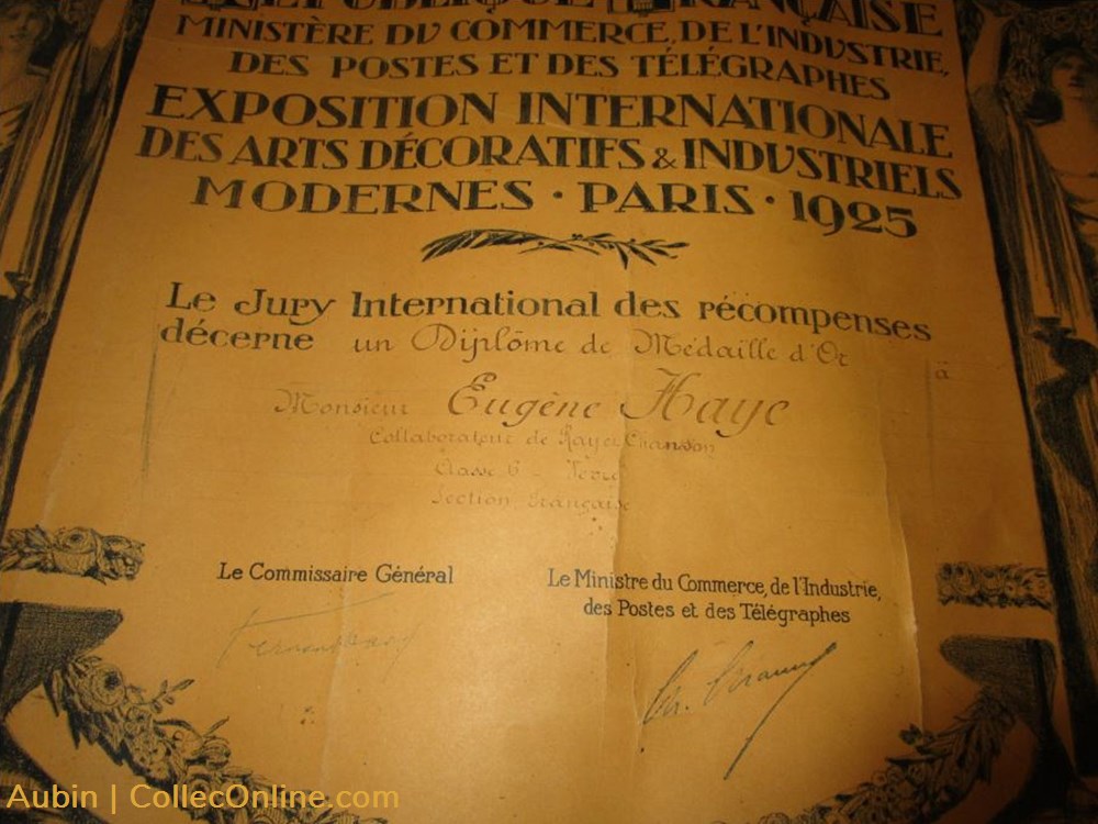 diver decoration magnet autocollant medaille or exposition internationale 1925