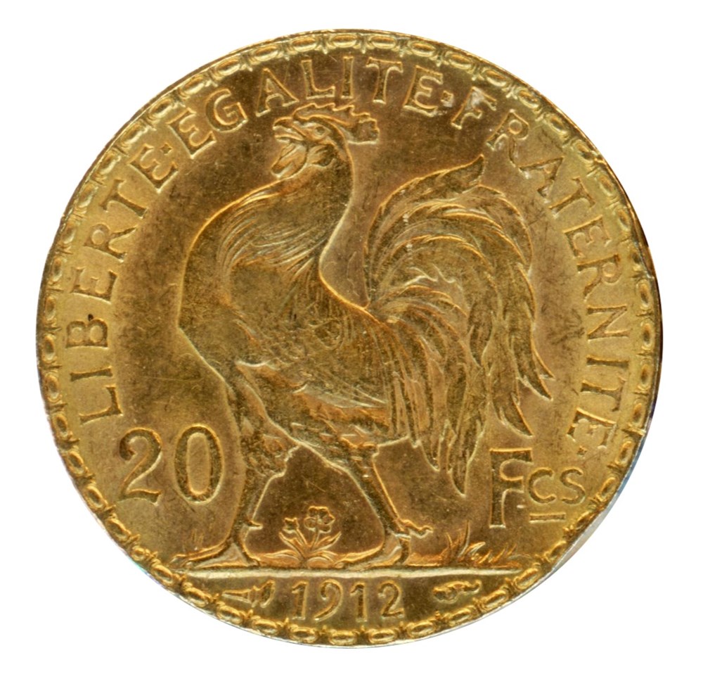 20 Francs Coq, IIIe République, 1912 monnaies monde france 20 francs coq iiie republique 1912