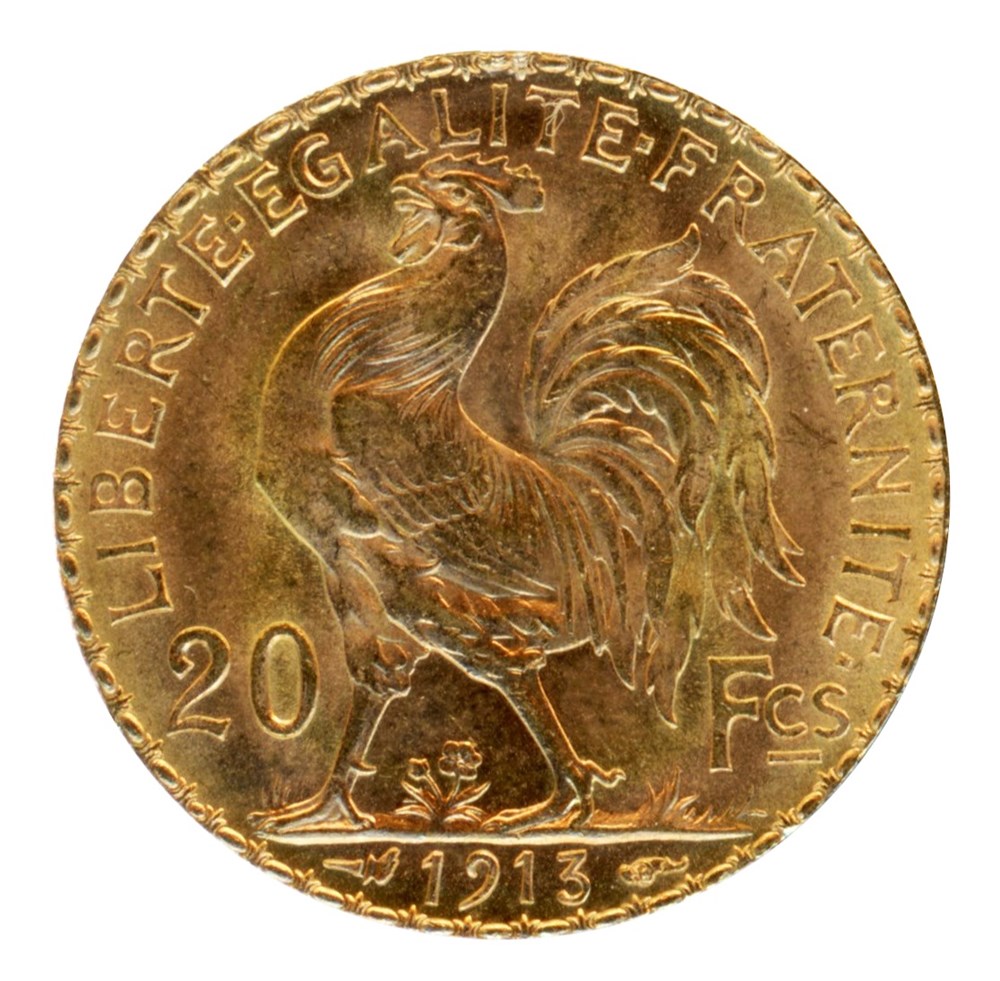 20 Francs Coq, IIIe République, 1913 monnaies monde france 20 francs coq iiie republique 1913