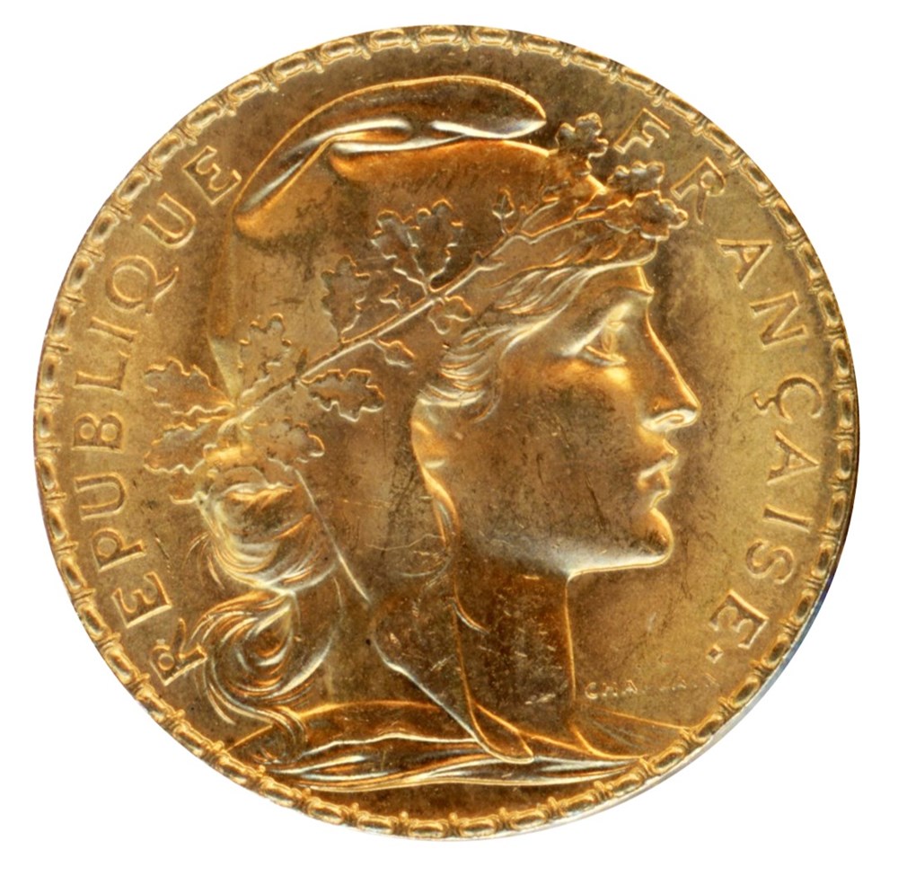 20 Francs Coq, IIIe République, 1909 monnaies monde france 20 francs coq iiie republique 1909