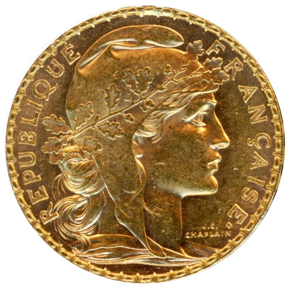 20 Francs Coq, IIIe République, 1908 monnaies monde france 20 francs coq iiie republique 1908