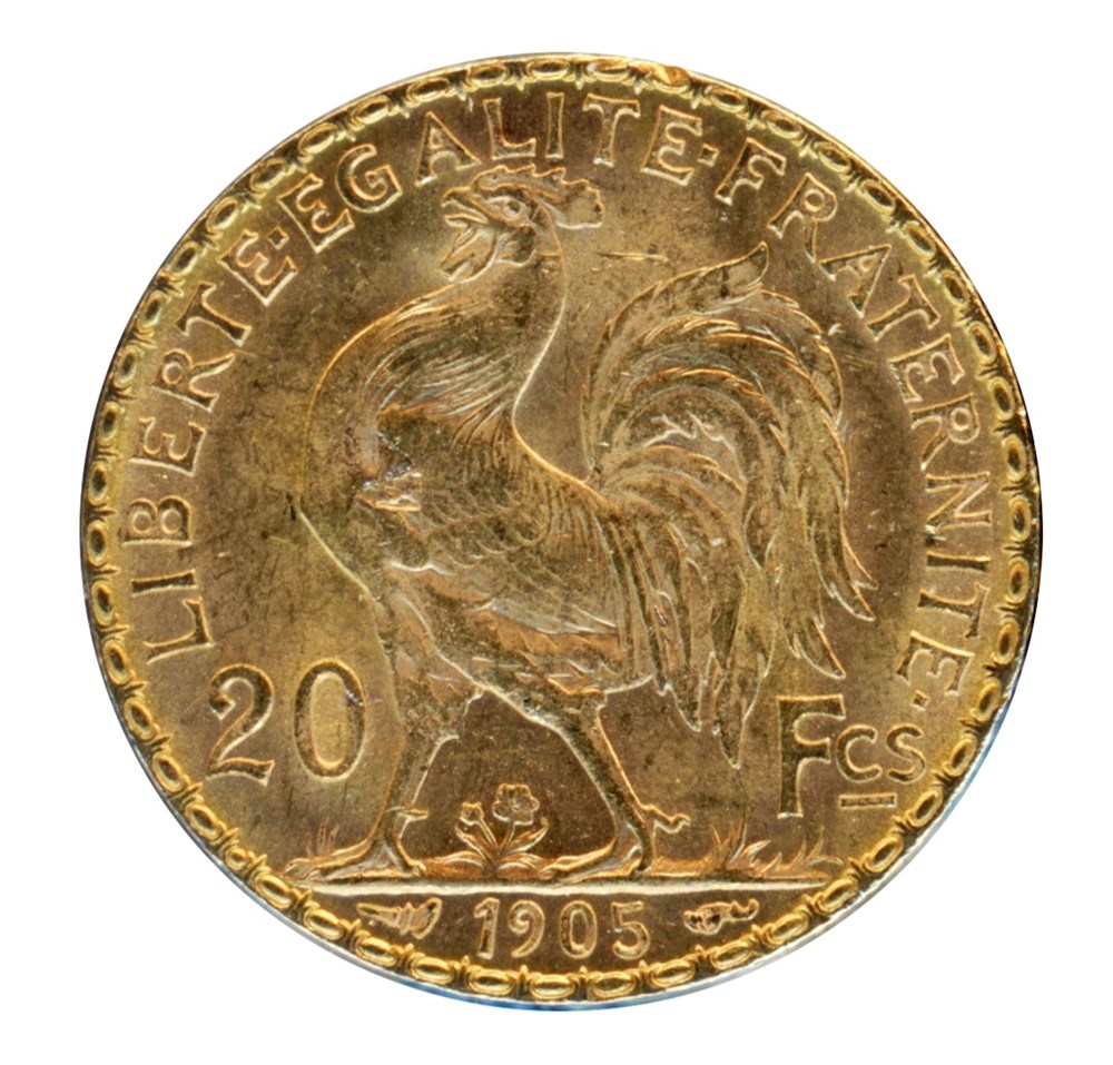 20 Francs Coq, IIIe République, 1905 monnaies monde france 20 francs coq iiie republique 1905