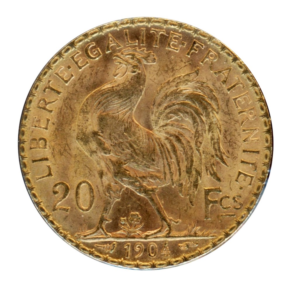 20 Francs Coq, IIIe République, 1904 monnaies monde france 20 francs coq iiie republique 1904