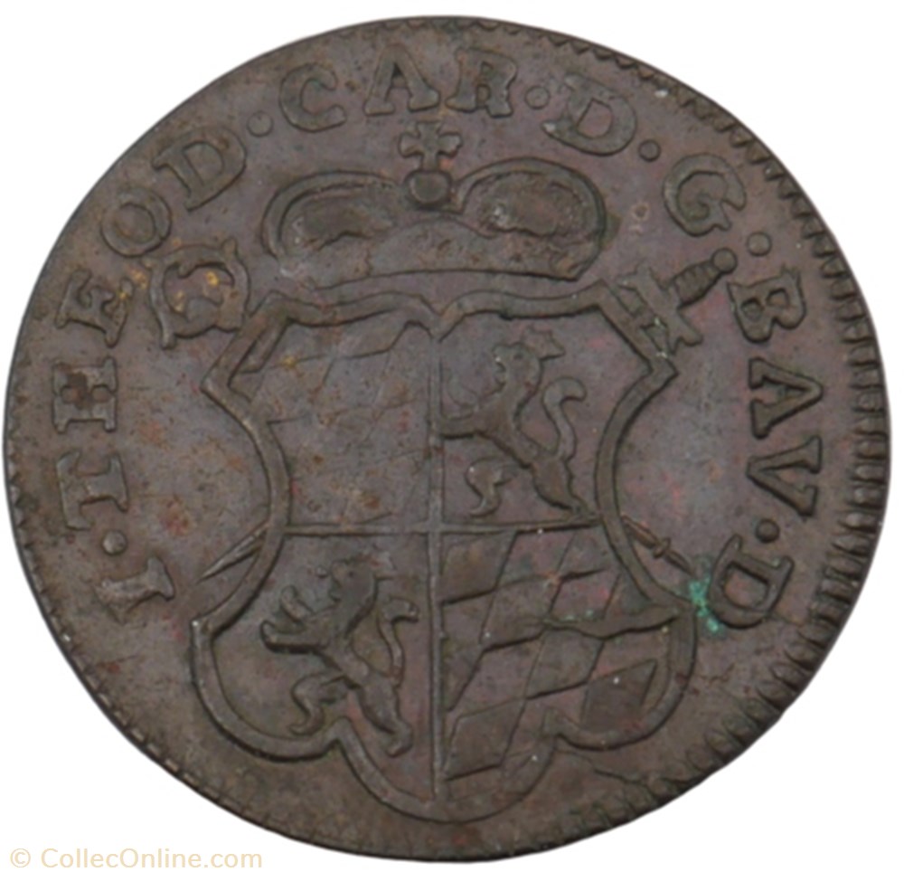 Double liard - Jean-Théodore de Bavière - 1750 (sans valeur) monnaie double liard jean theodore de baviere 1750 sans valeur