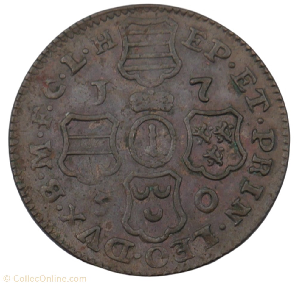 Double liard - Jean-Théodore de Bavière - 1750 (sans valeur) monnaie double liard jean theodore de baviere 1750 sans valeur