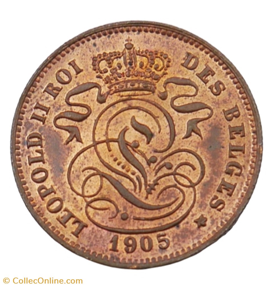 2 centimes - Leopold II - 1905 FR monnaie monde belgique 2 centimes leopold ii 1905 fr