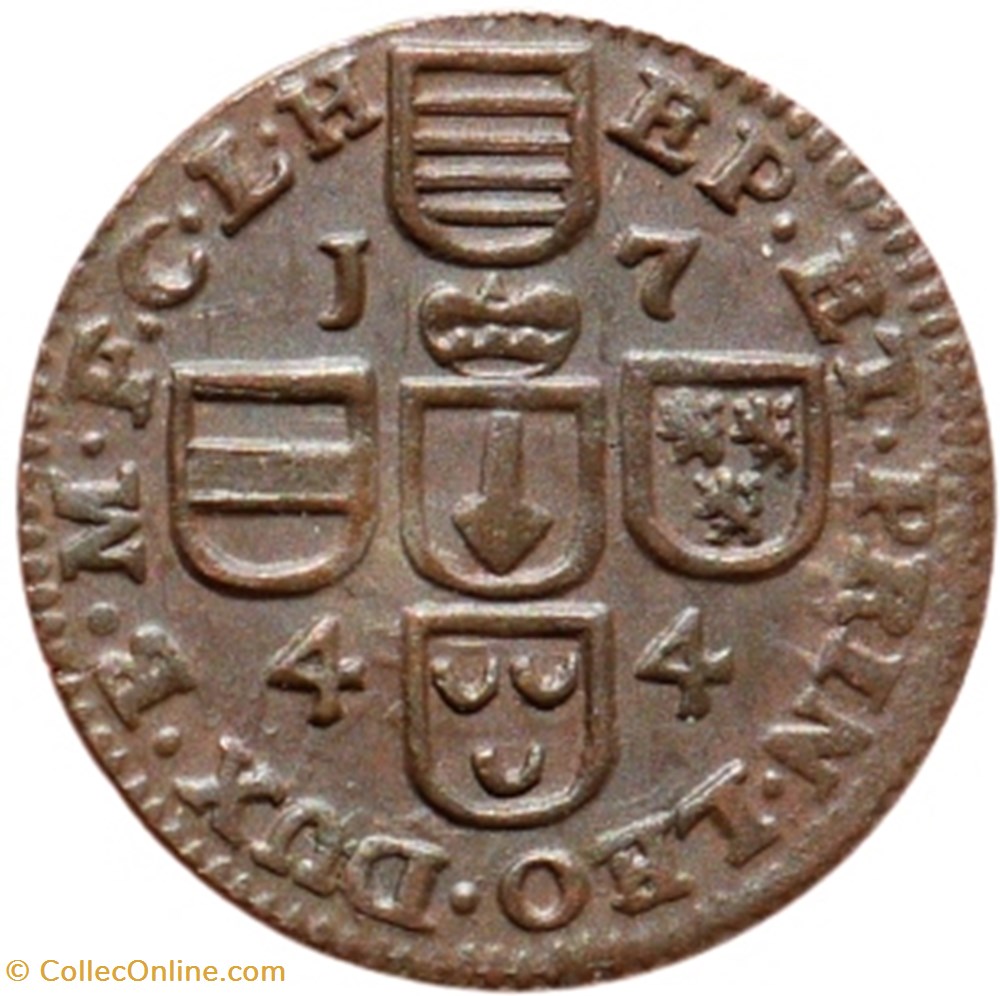 monnaies europe medievale saint empire romain germanique liard jean theodore de baviere 1744