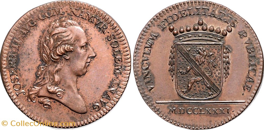 Jeton - Inauguration Joseph II - Namur - 1781 monnaie mereaux jeton inauguration joseph ii namur 1781