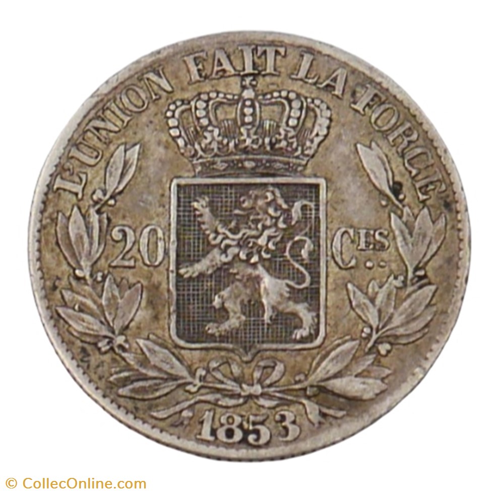 20 centimes - Leopold I - 1853 monnaie monde belgique 20 centimes leopold i 1853