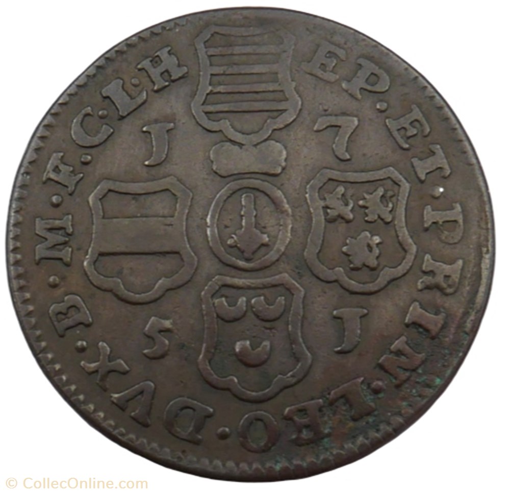 Double liard - Jean-Théodore de Bavière - 1751 monnaie double liard jean theodore de baviere 1751