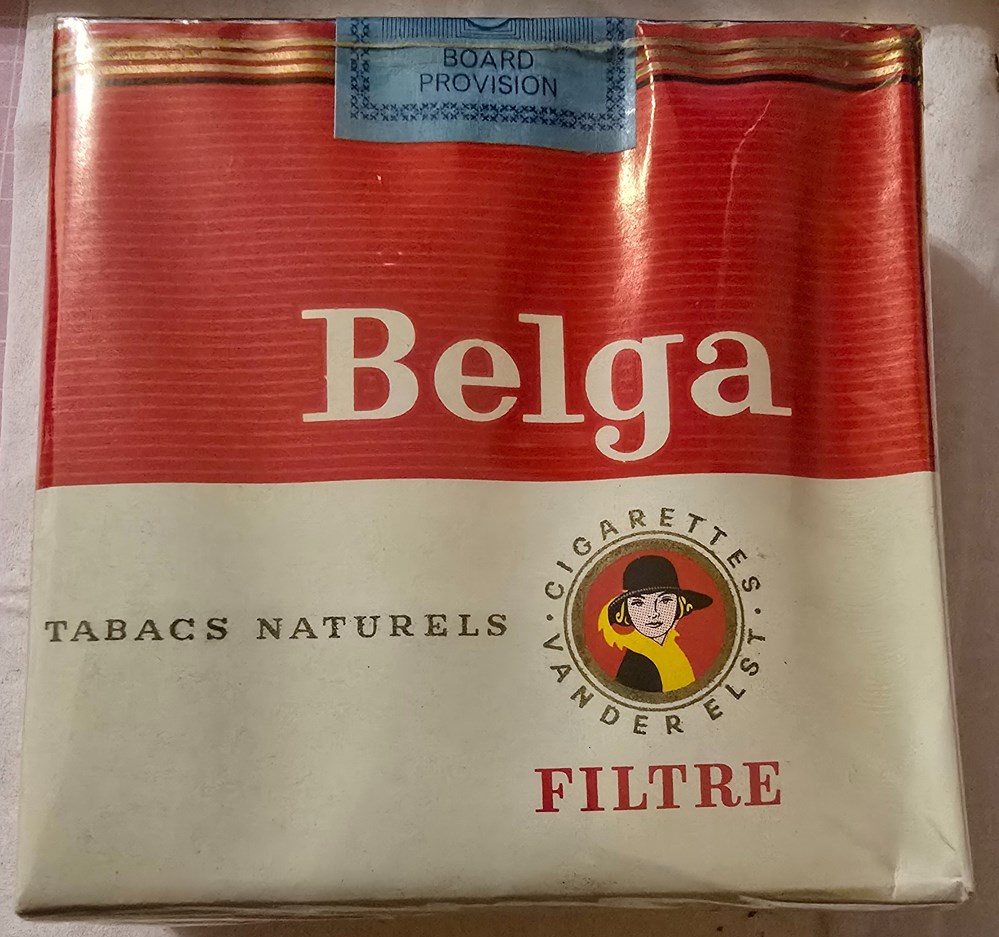 Paquet - 25 cigarettes Belga - Board provision (1970-1980?) art de la table argenterie bistrot alimentation tabac paquet 25 cigarettes belga board provision 1970 1980