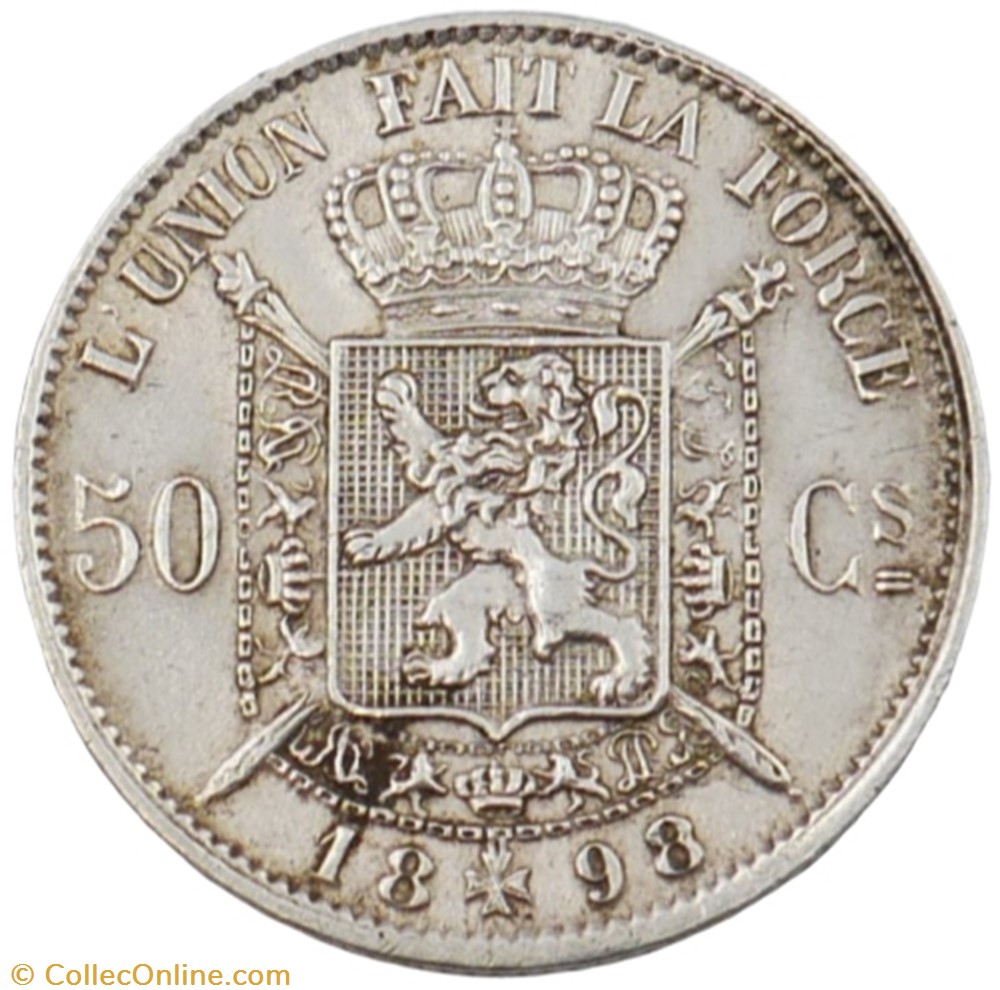 monnaie monde belgique 50 centimes leopold ii 1898 fr