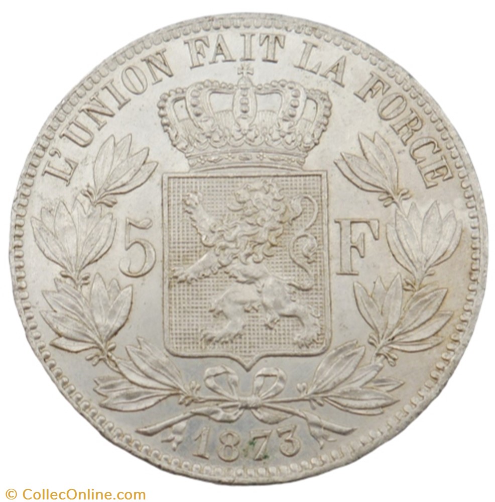 monnaie monde belgique 5 francs leopold ii 1873