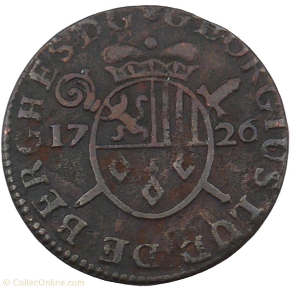 Liard - Georges-Louis de Berghes - 1726 monnaie liard georges louis de berghes 1726
