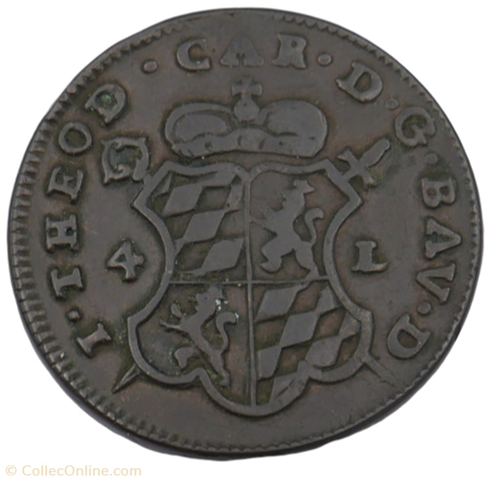 4 liards - Jean-Théodore de Bavière - 1751 monnaie 4 liards jean theodore de baviere 1751