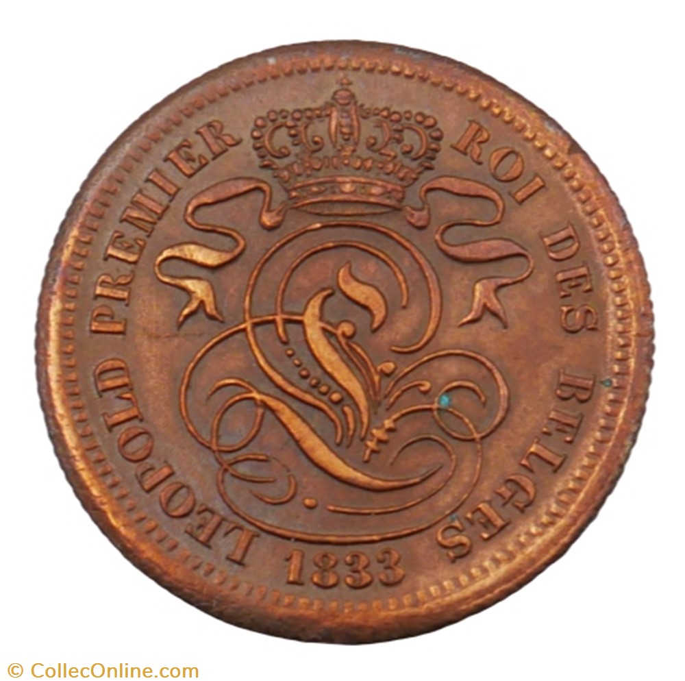 monnaie monde belgique 2 centimes leopold i 1833
