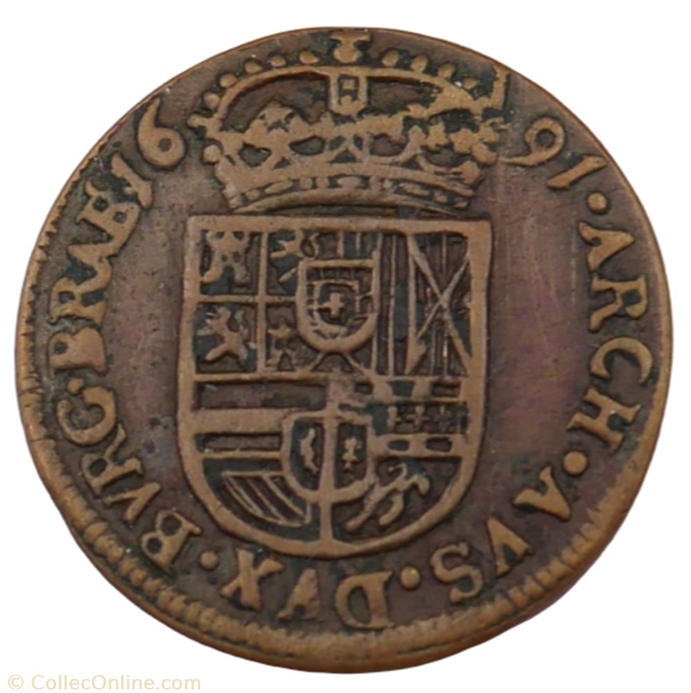 monnaie liard charles ii 1691 bruxelles