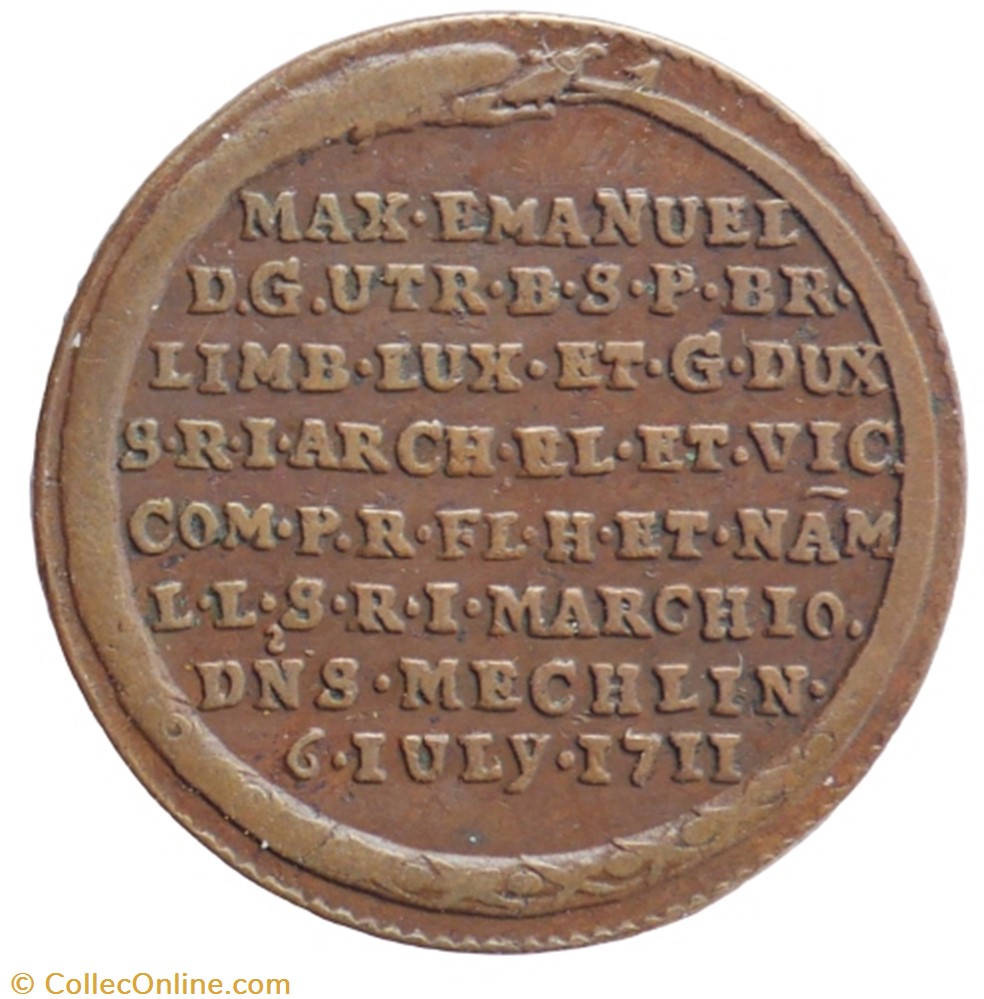 Jeton - Maximilien-Emmanuel de Bavière - 1711 monnaie mereaux jeton maximilien emmanuel de baviere 1711