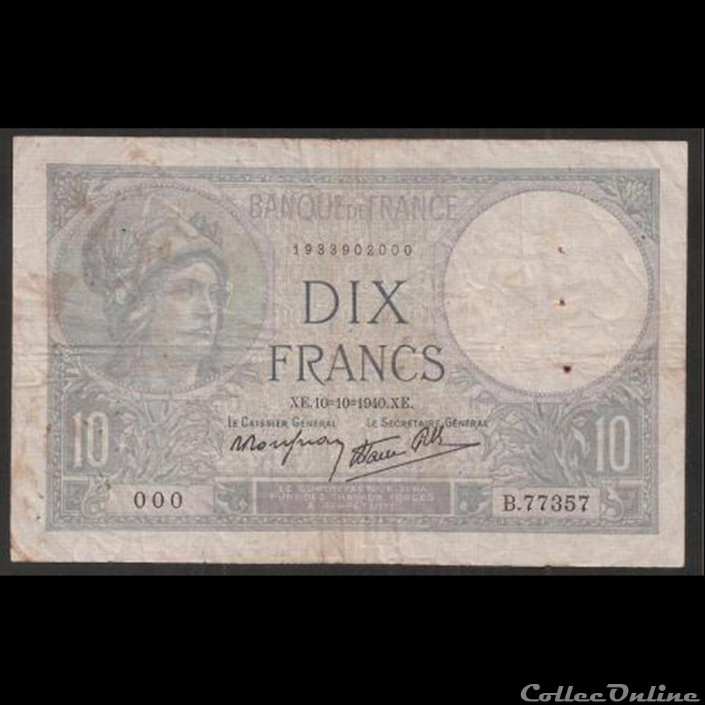 10 F MINERVE billet france diver 10 f minerve