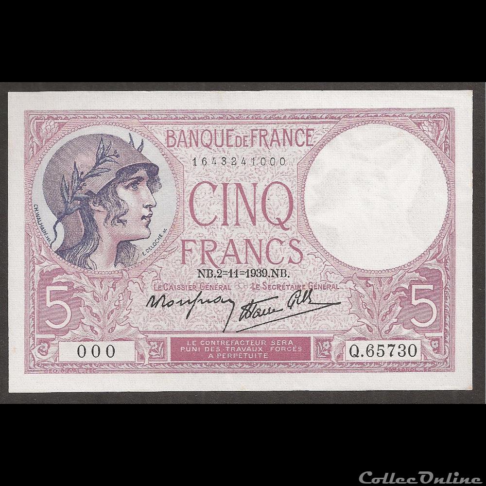 5 F VIOLET billet france diver 5 f violet