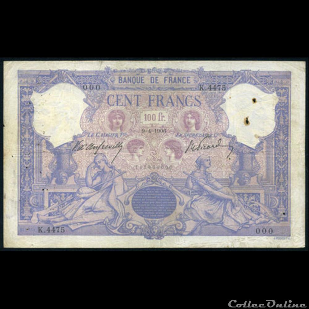 billet france diver 100 f bleu et rose