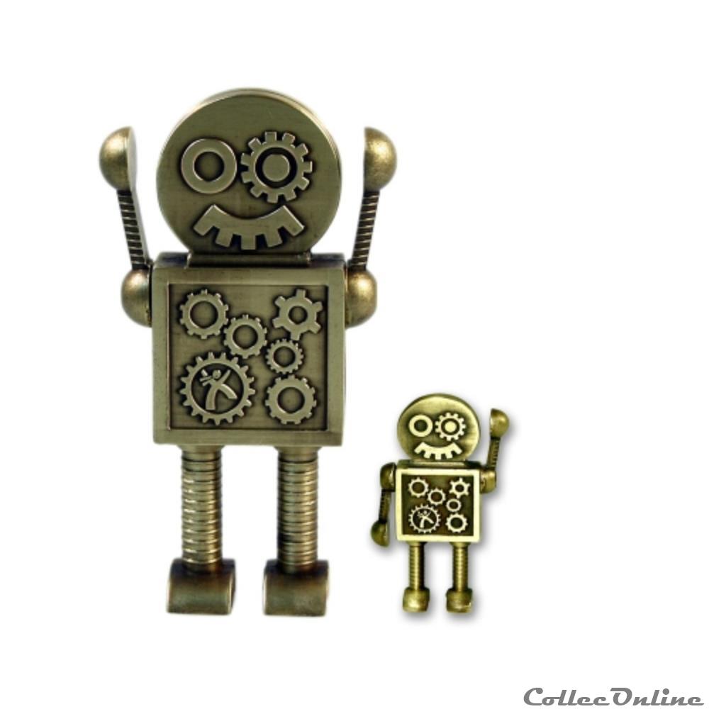 XXL ROBOT Steampunk Geocoin Antique Gold EXTRA LARGE Version 2 medaille xxl robot steampunk geocoin antique gold extra large version
