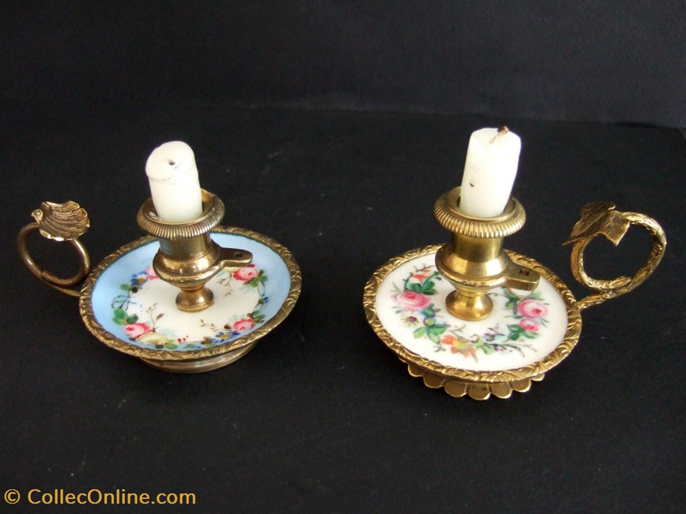Petits bougeoirs de maison de poupée, en porcelaine art antiquites eclairage ancien petits bougeoirs de maison de poupee en porcelaine