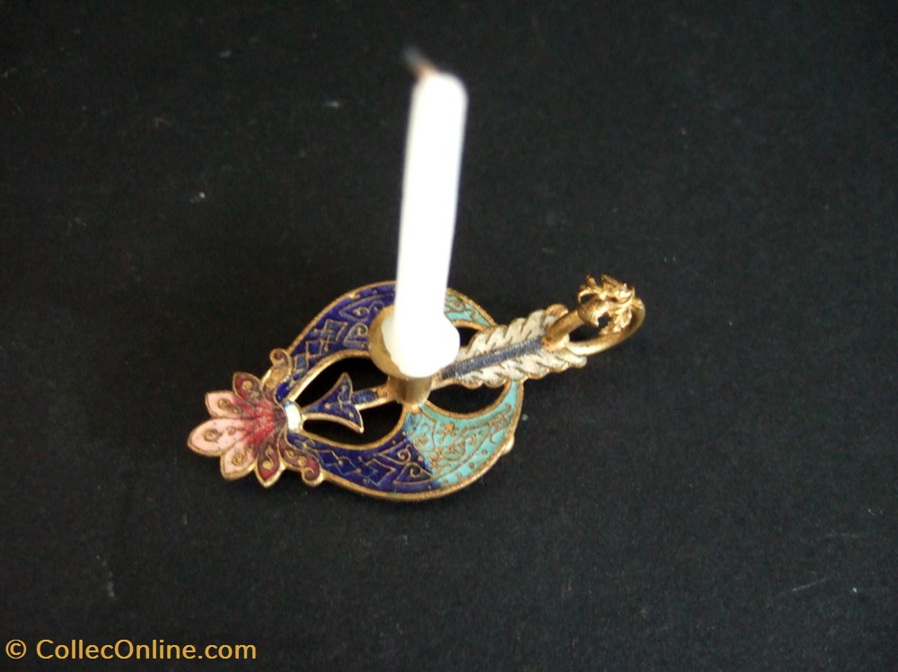 Petit bougeoir de maison de poupée en émaux cloisonnés art antiquites eclairage ancien petit bougeoir de maison de poupee en emaux cloisonnes