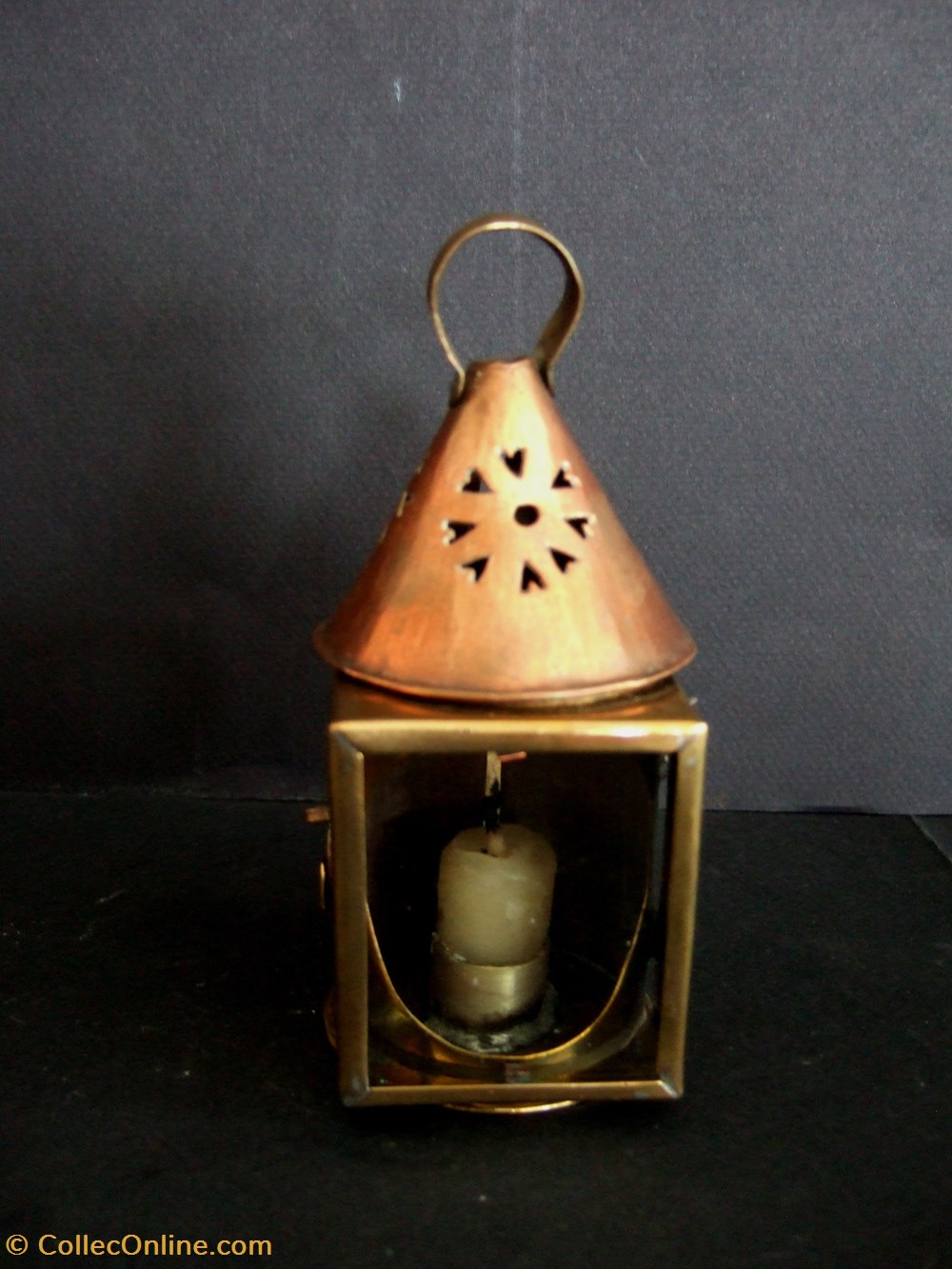 Petite lanterne à bougie en cuivre pour maison de poupée art antiquites eclairage ancien petite lanterne a bougie en cuivre pour maison de poupee