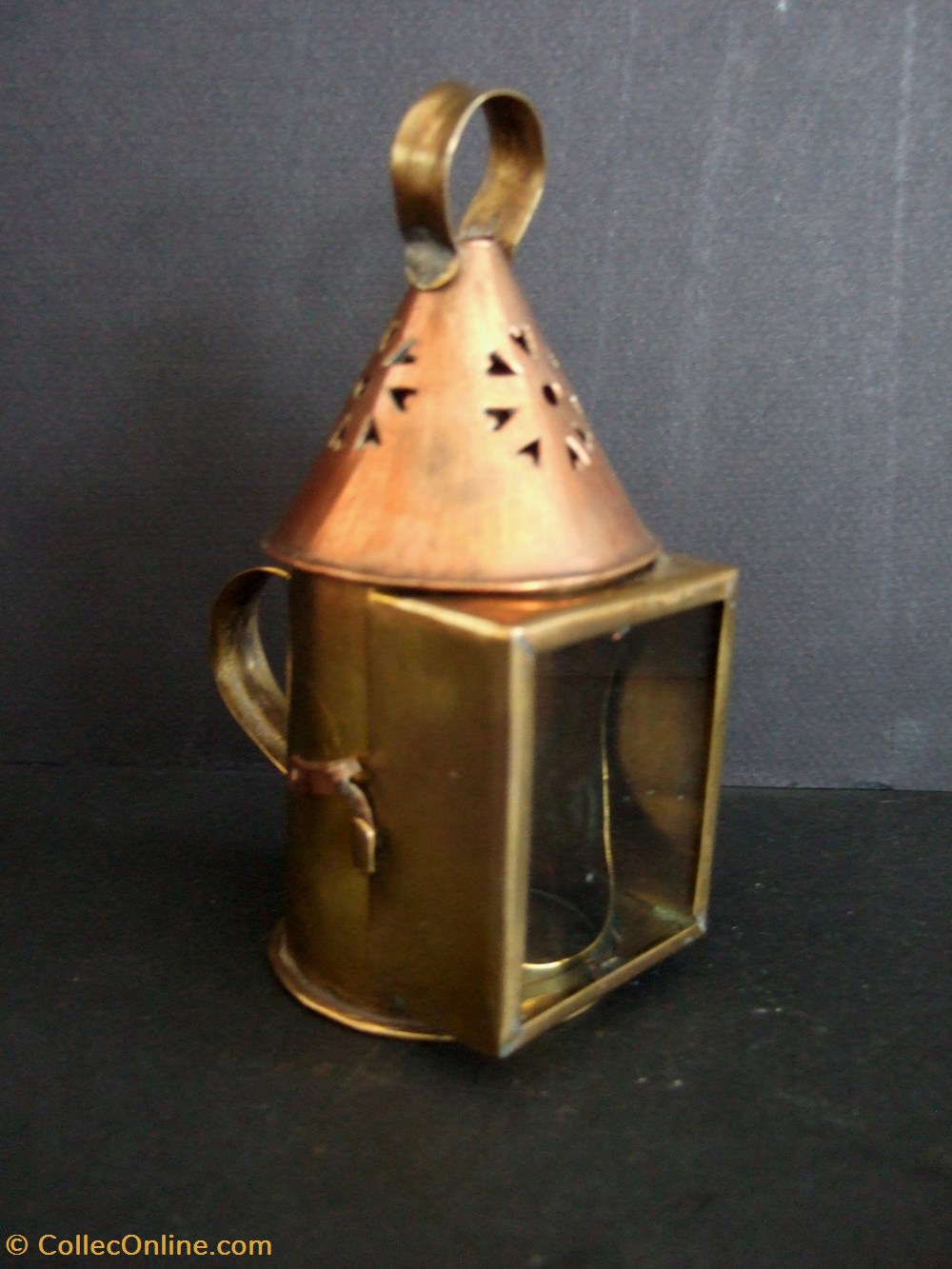 Petite lanterne à bougie en cuivre pour maison de poupée art antiquites eclairage ancien petite lanterne a bougie en cuivre pour maison de poupee