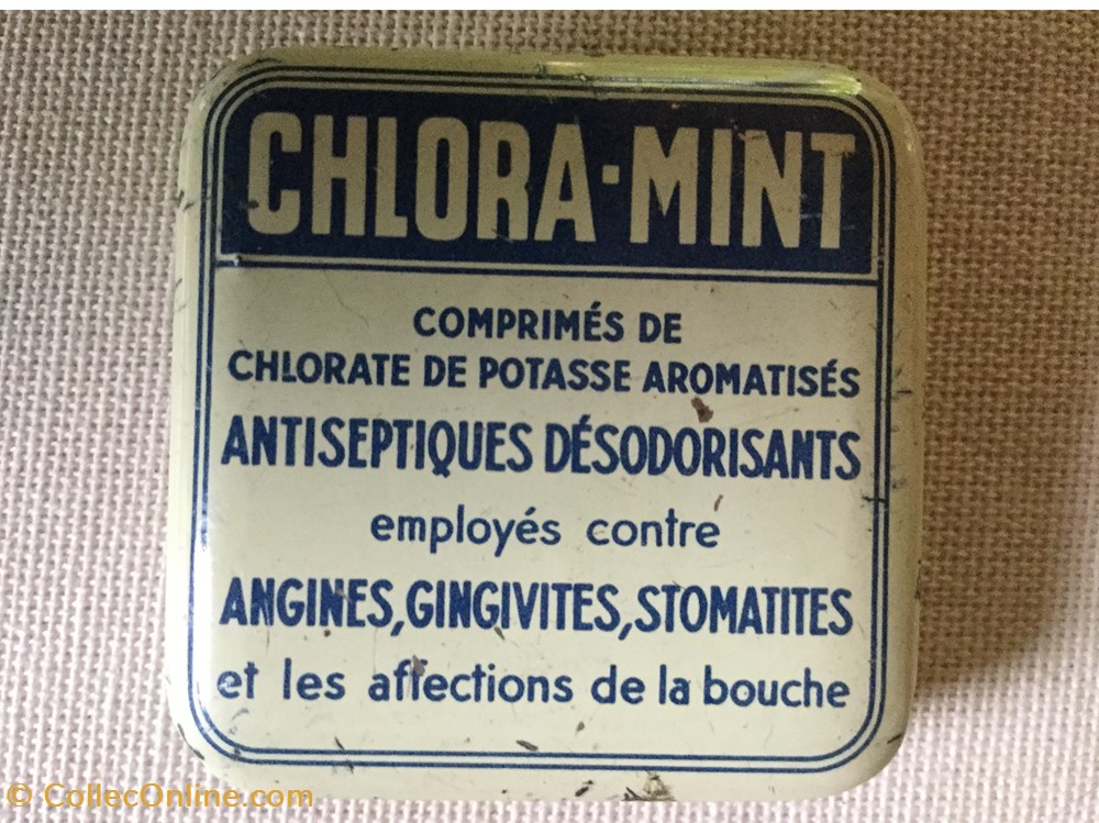 divers boites en tole chlora mint comprimes 0 25 cooperation pharmaceutique melun