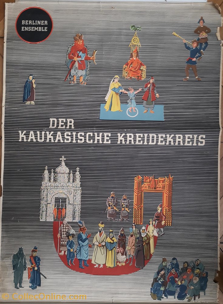 vieux papier affich spectacle berliner ensemble der kaukasische kreidekreis 1954