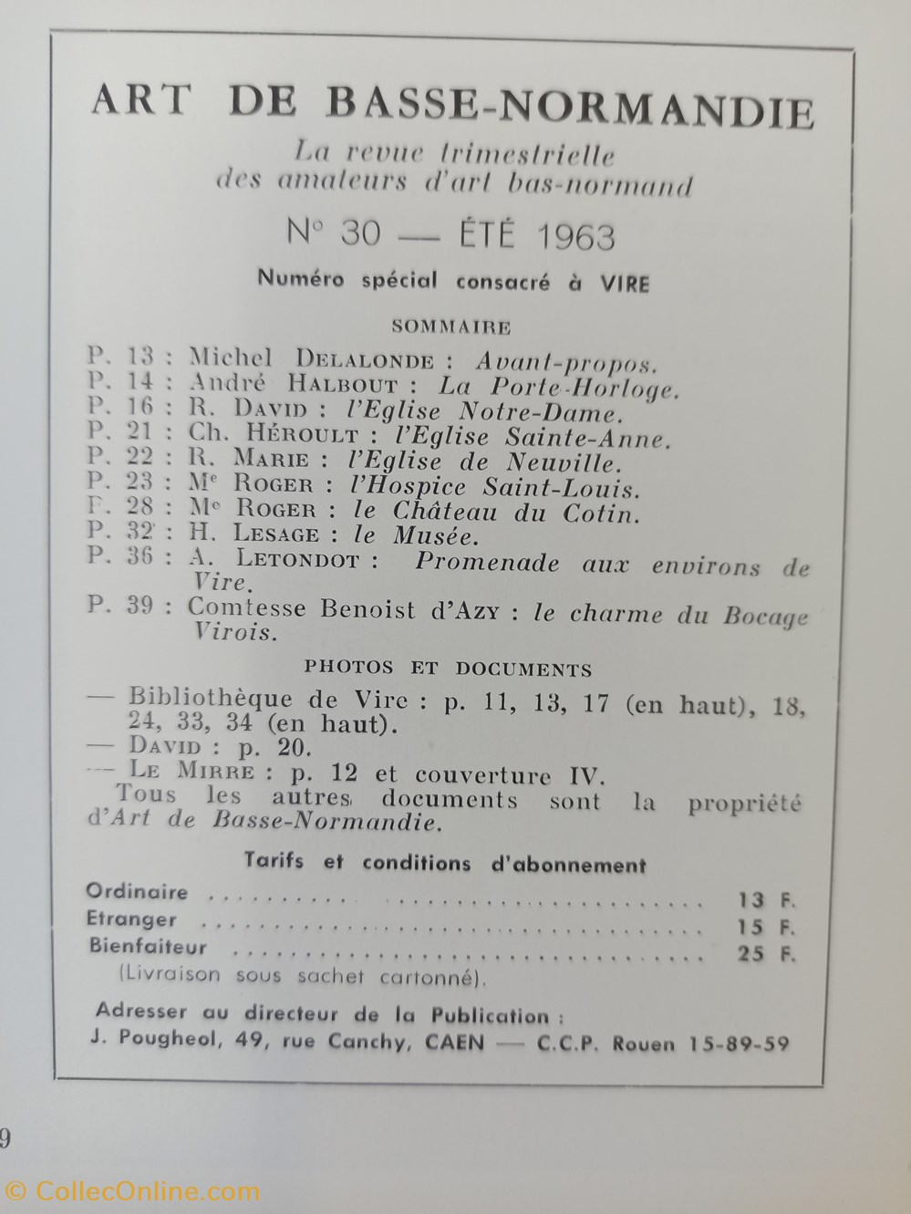 antiquites archeologie art de basse normandie n 30 ete 1963 vire numero special