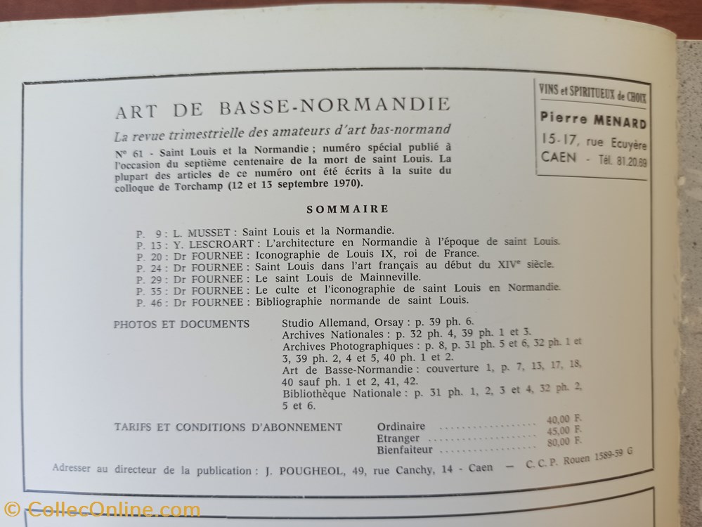 antiquites archeologie art de basse normandie n 61 1er trim 1973 saint louis et la normandie