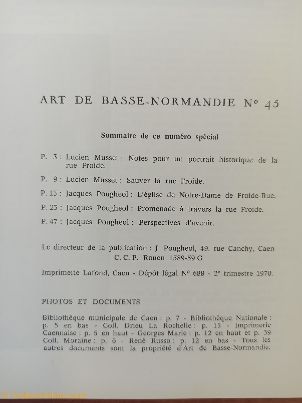 ART de BASSE-NORMANDIE n°45 2e trim. 1970 Caen, la rue Froide antiquites archeologie art de basse normandie n 45 2e trim 1970 caen la rue froide
