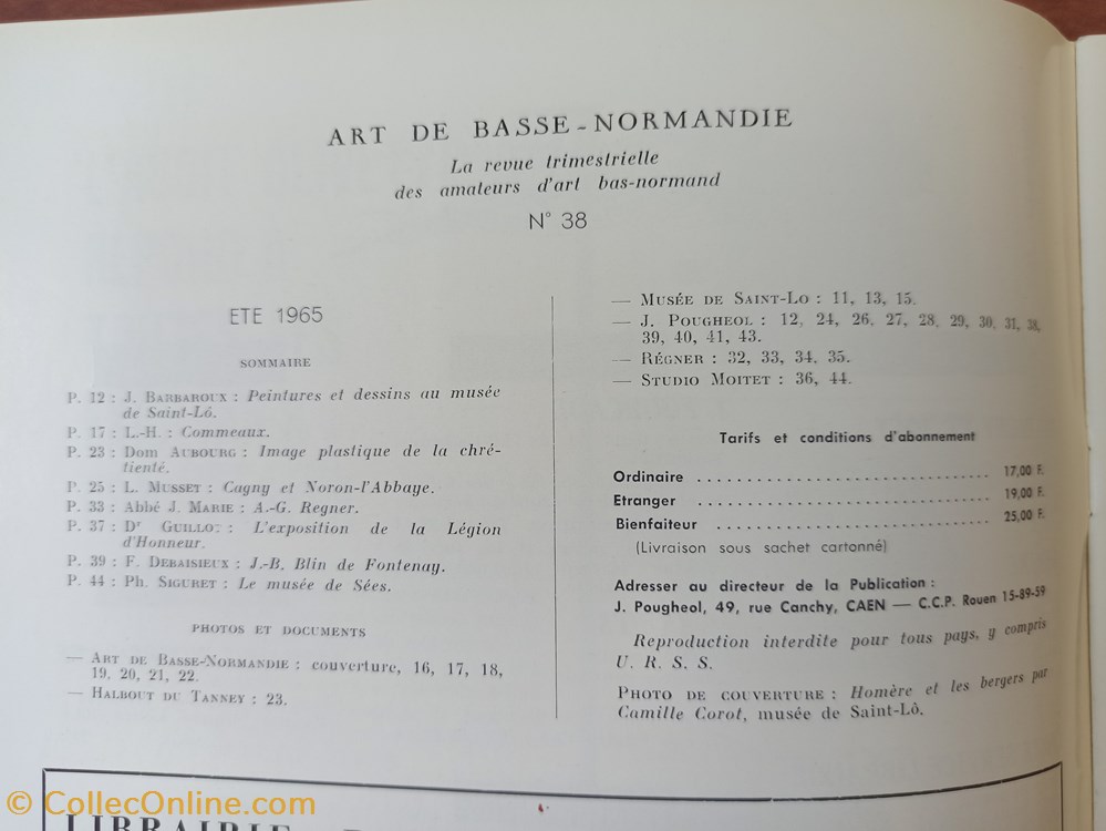 antiquites archeologie art de basse normandie n 38 ete 1965 peintures et dessins du musee de saint lo