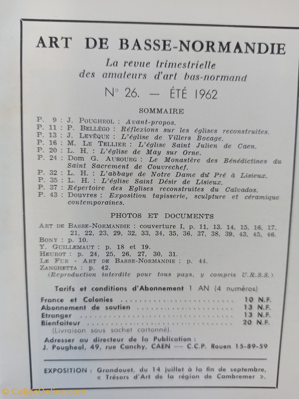 antiquites archeologie art de basse normandie n 26 ete 1962 eglises reconstruites du calvados