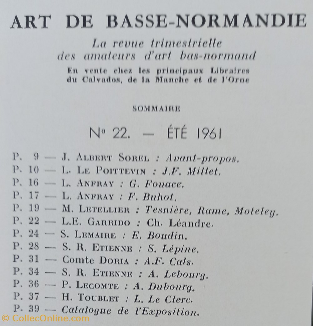 antiquites archeologie art de basse normandie n 22 ete 1961 realistes et impressionnistes normands